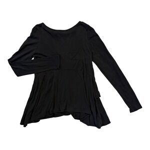 Everleigh Black Modal Peplum Wrap Long Sleeve Top NWT Size Small